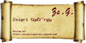 Zsigri György névjegykártya